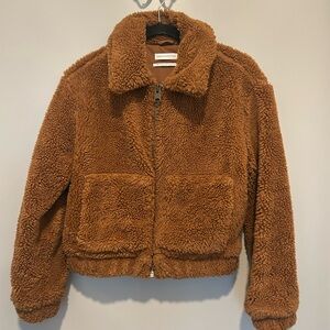 Brown teddy zip-up from Urban Outfitters size XS